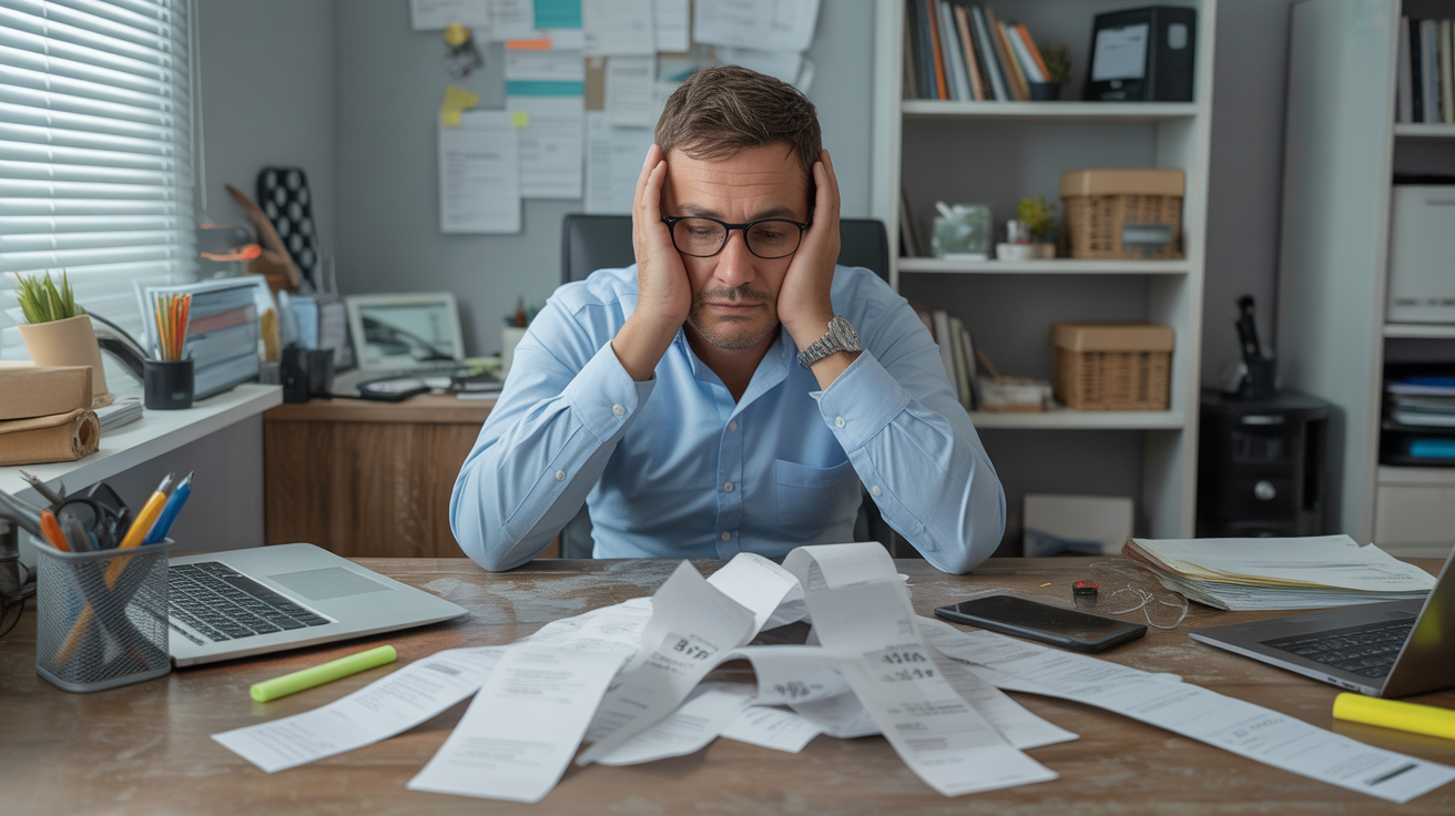 Disorganized contractor marketing expenses without tracking system showing common problem of unmeasured marketing investment and lack of ROI visibility