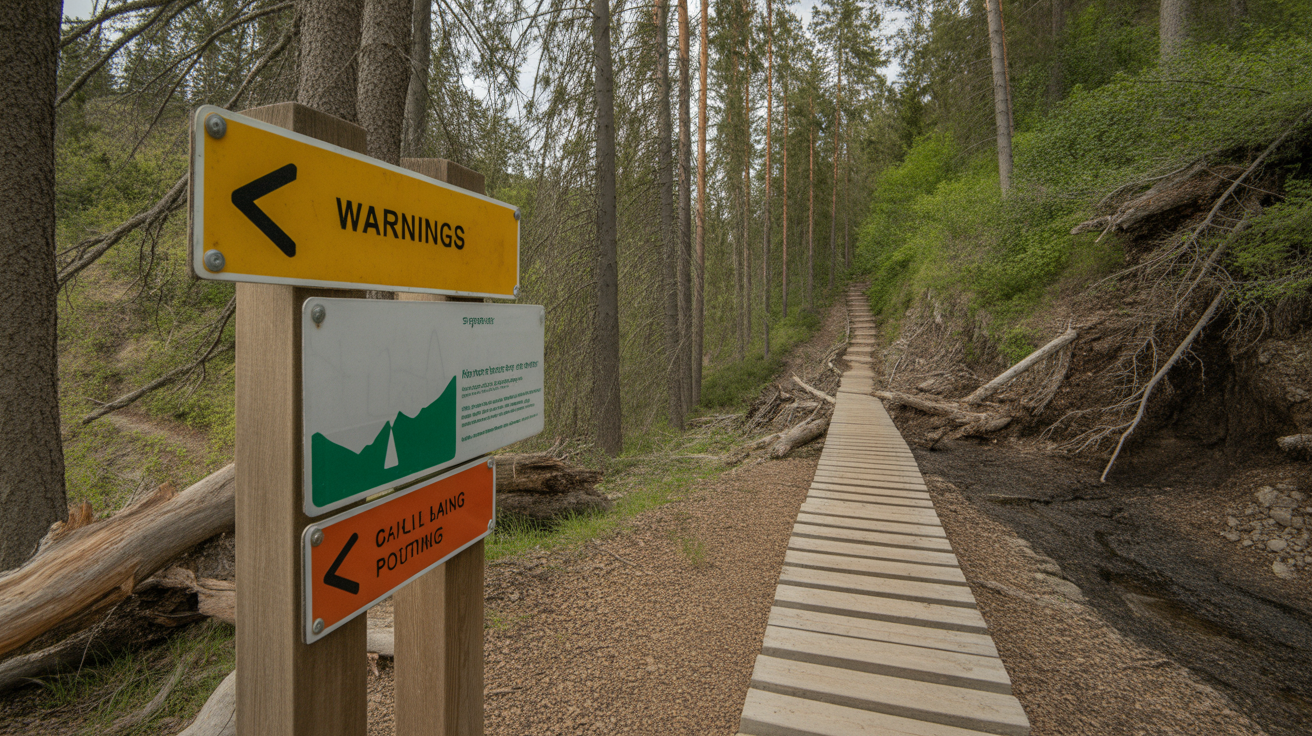 Forest trail hazards versus safe path representing marketing mistakes versus professional guidance preventing costly errors