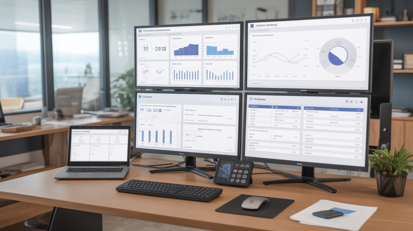 Integrated contractor business management technology showing comprehensive ROI tracking systems and analytics tools designed for construction company decision-making