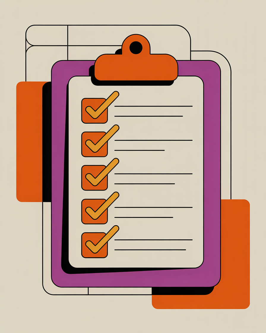 Retro clipboard illustration representing practical marketing strategy development for nonprofits