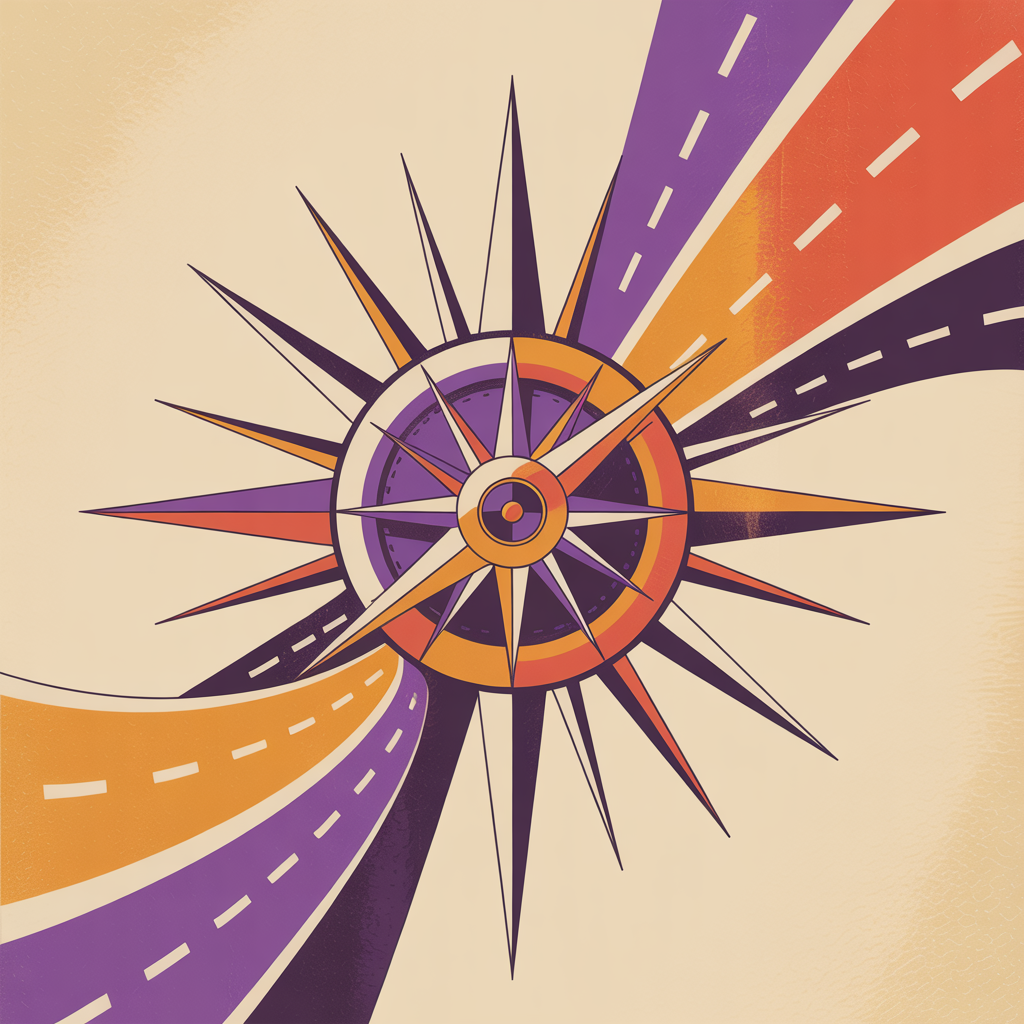 Retro compass illustration representing social media strategy and direction
