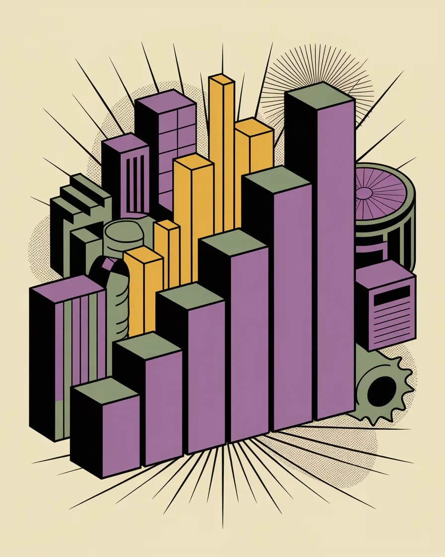 Retro illustration of proven marketing experience with growth chart showing decades of success