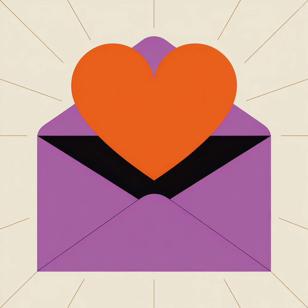 Retro envelope with heart illustration representing email marketing people actually want to read