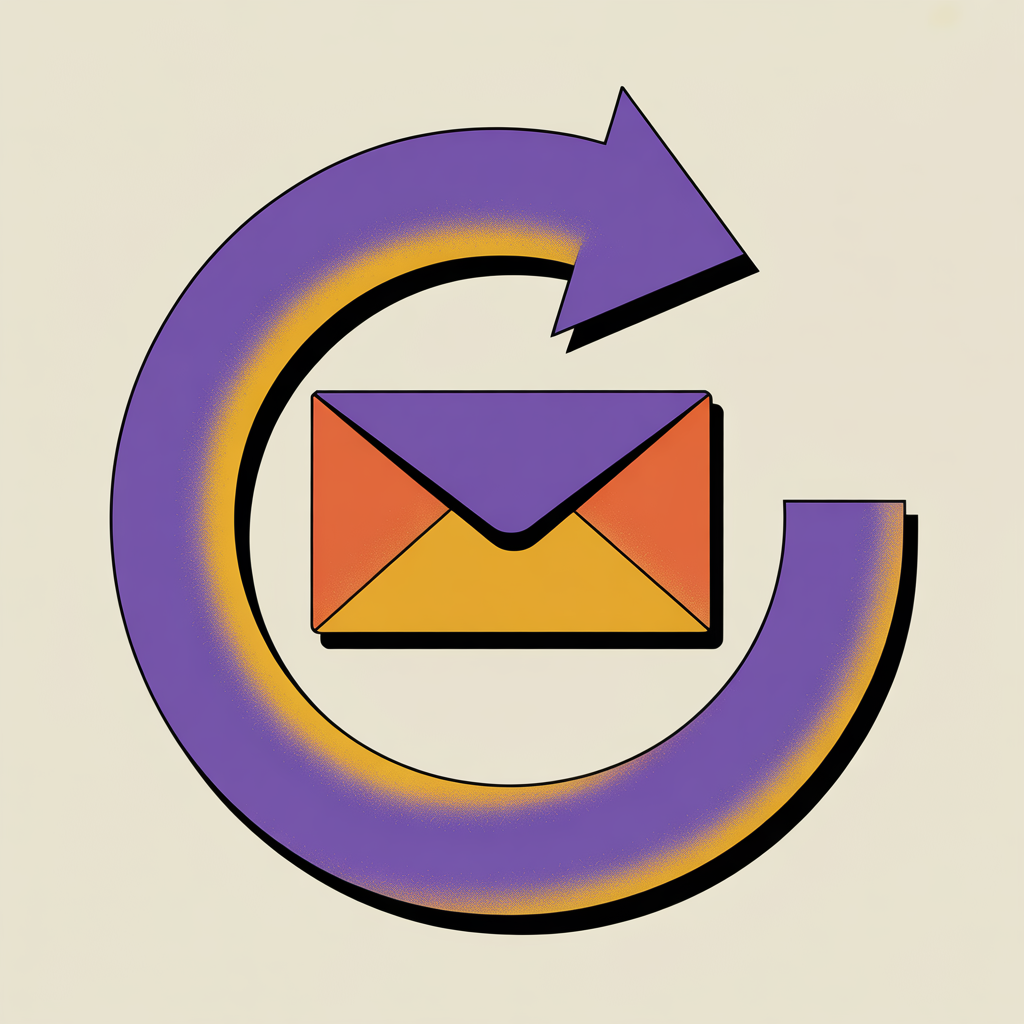 Retro circular arrow with envelope illustration representing email optimization and growth