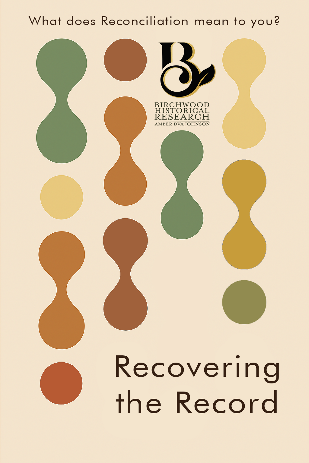 Abstract earth-tone design with the phrase “Recovering the Record” and Birchwood logo.
