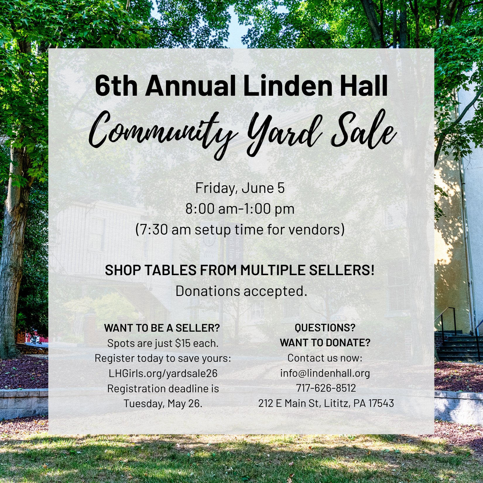 6th Annual Linden Hall Community Yard Sale