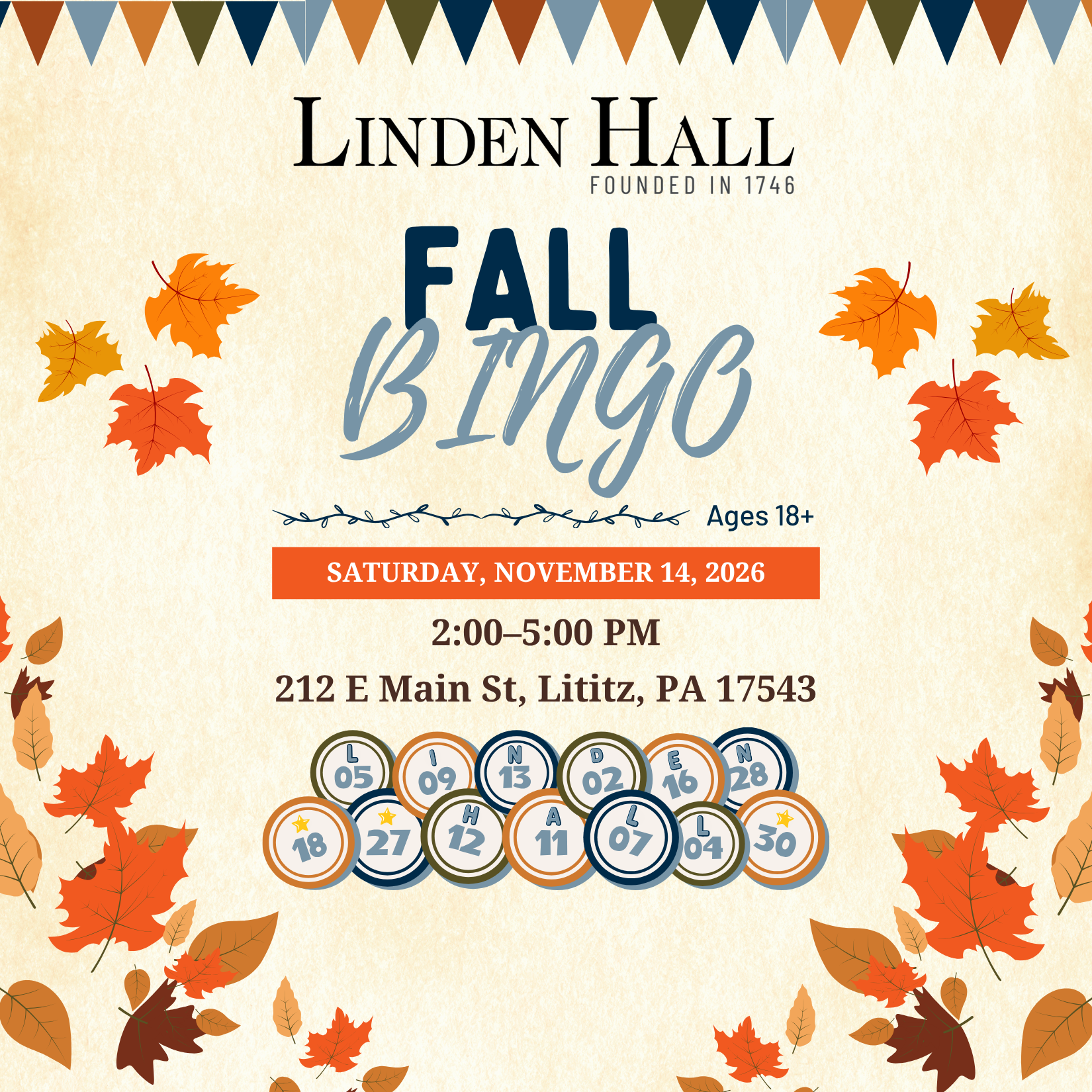 Linden Hall Fall Bingo