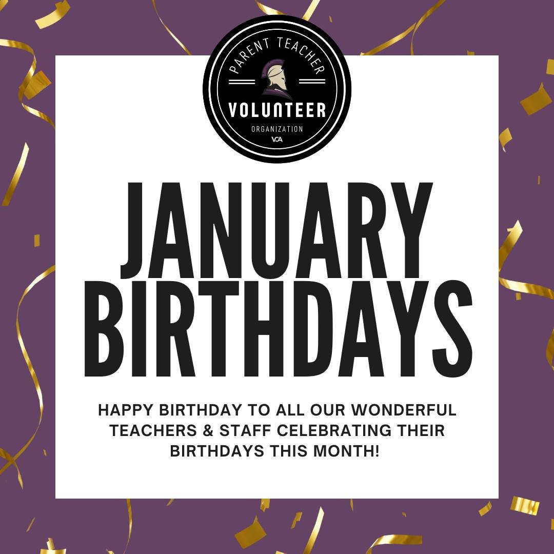 Happy Birthday to the following who have birthdays this month! We are so grateful for your hard work, patience, and the positive impact you have on our students' lives every single day. Please be sure to wish them a Happy Birthday!
Mrs. Harris-12th 
