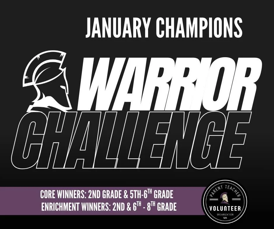 Congratulations to our January Warrior Challenge Champions!!! These classes showed mastery of being Drop off &amp; Dismissal Champions. Many showed smooth &amp; safe transitions from start to the end of their day with confidence. The winners highligh