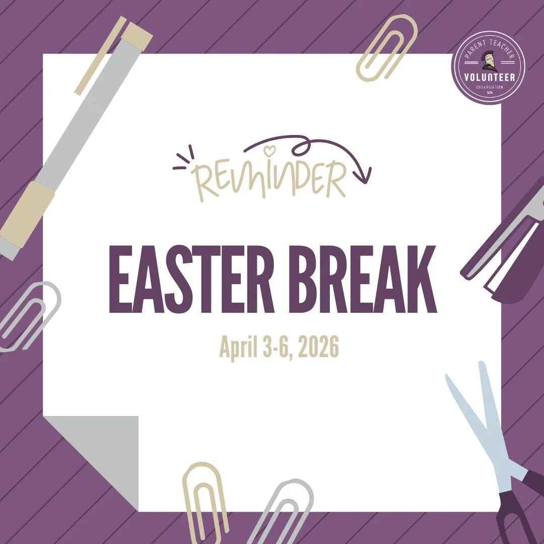 Happy Easter Break, Warriors! Reminder no school April 3 or April 6
Enjoy family time and celebrating Jesus&mdash;our risen Savior. We can&rsquo;t wait to see you after the break!