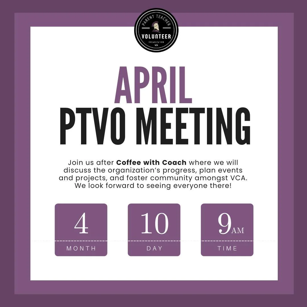 Join us after Coffee with Coach where we will discuss and plan Teacher Appreciation Week and foster community amongst VCA. If you would like to join us in supporting and celebrating our teachers for Teacher Appreciation please attend this meeting! We