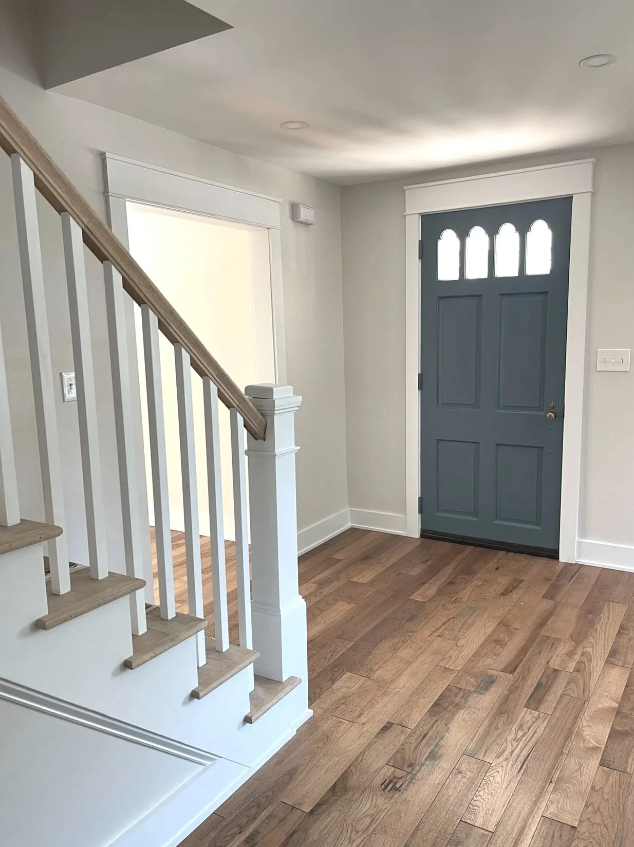 Interior blue cottage front door, designed and photographed by Sara Trotter / Chroma Maison Design.