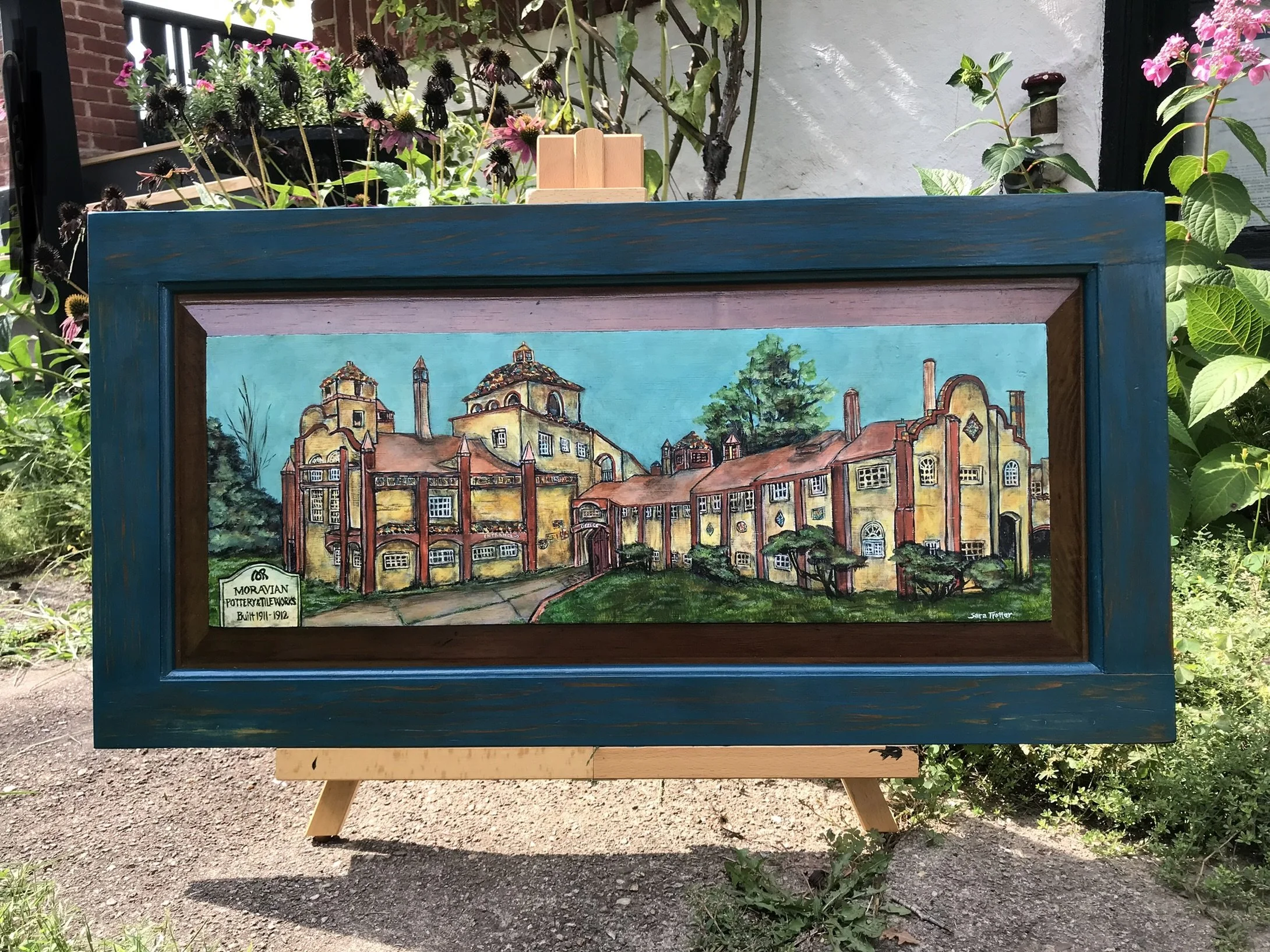 The Moravian Tile Works in Doylestown, PA painting medium in acrylic on wood, by artist Sara Trotter / Chroma Maison Design.