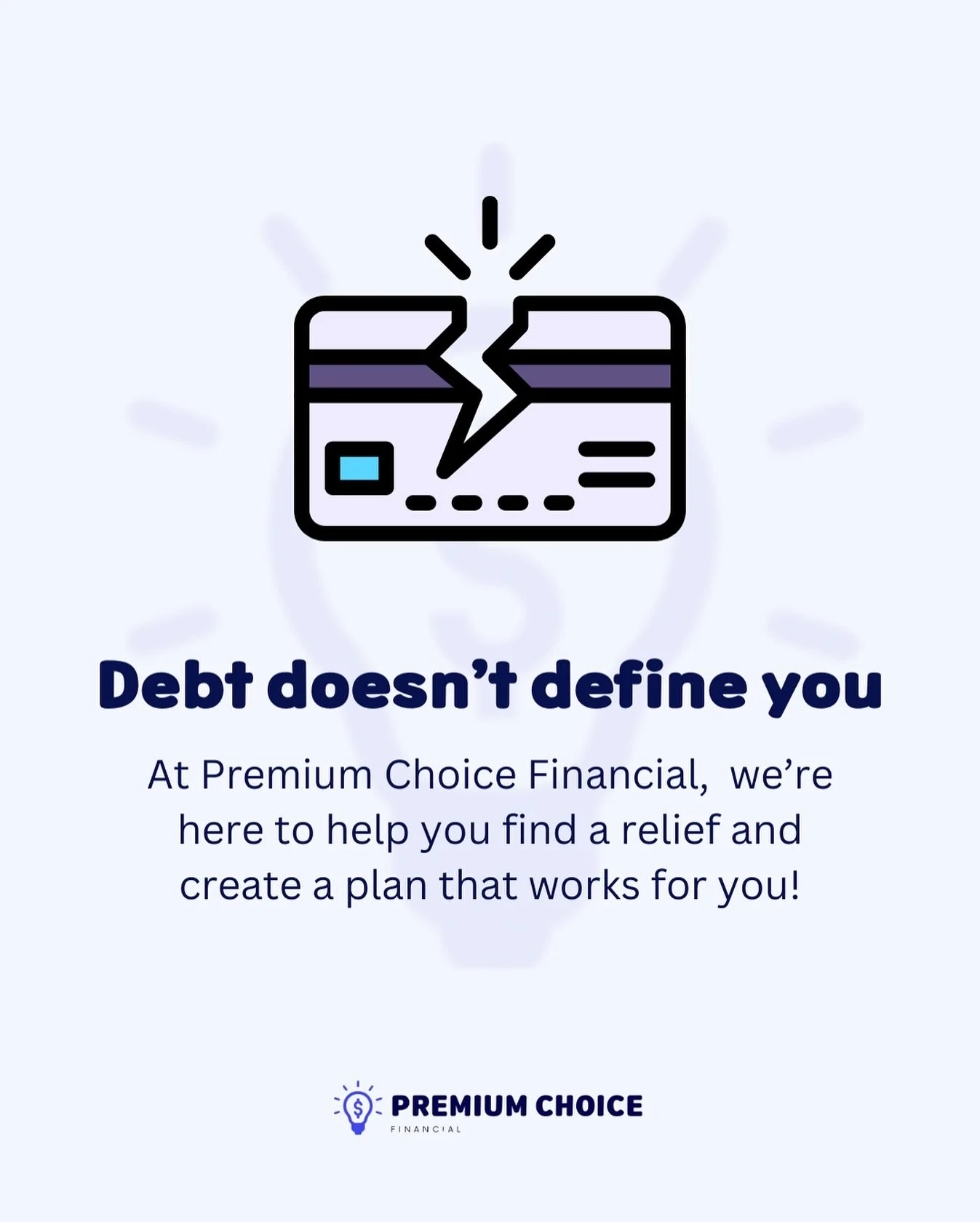 Debt doesn&rsquo;t define you. Your future does. 💪 We&rsquo;re here to help you find relief and create a plan that works for YOU. #FreshStart #FinancialFreedom #PremiumChoiceFinancial