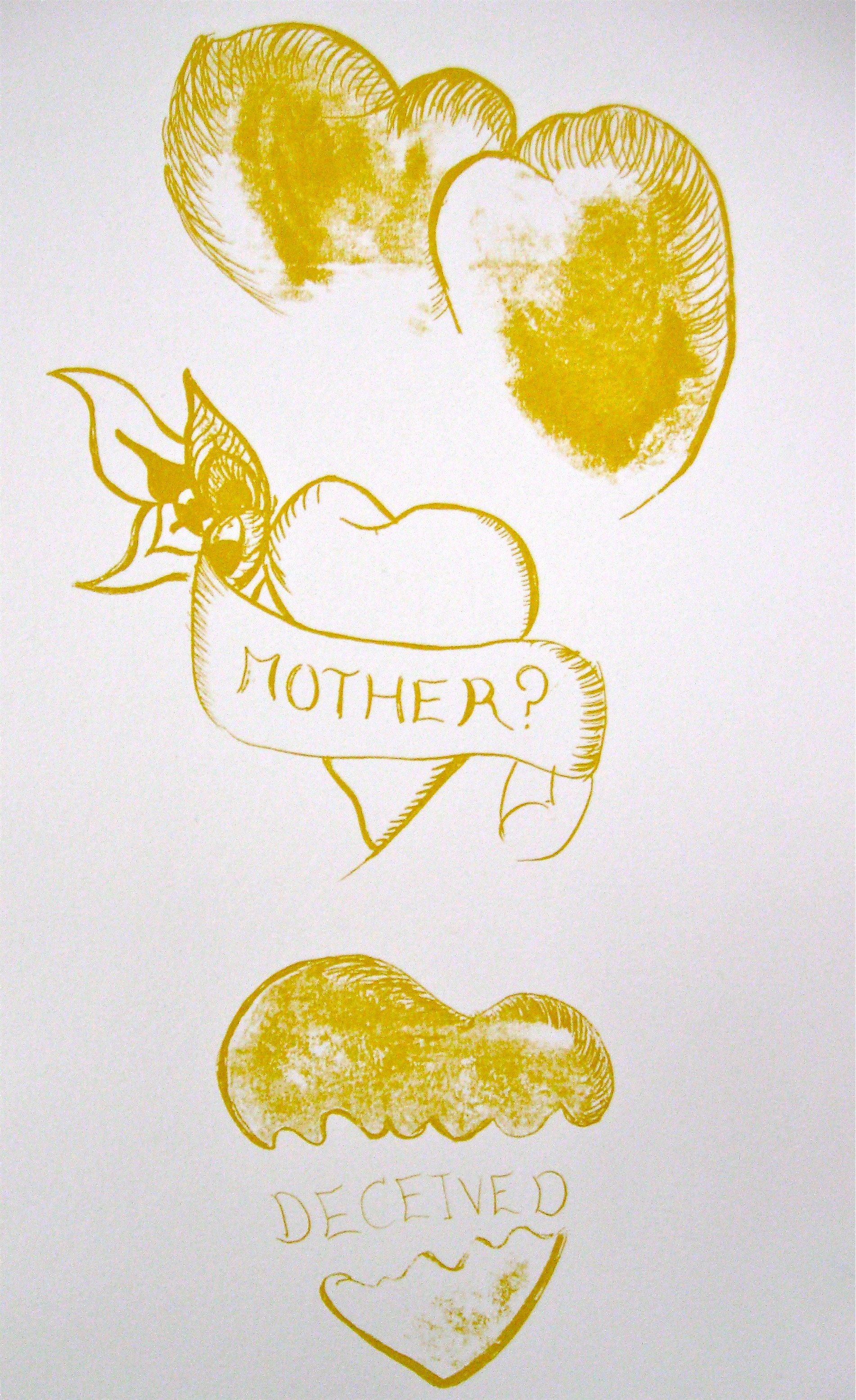 MOTHER?  2011.  Photographic Screenprint 17.5cm x 34cm.