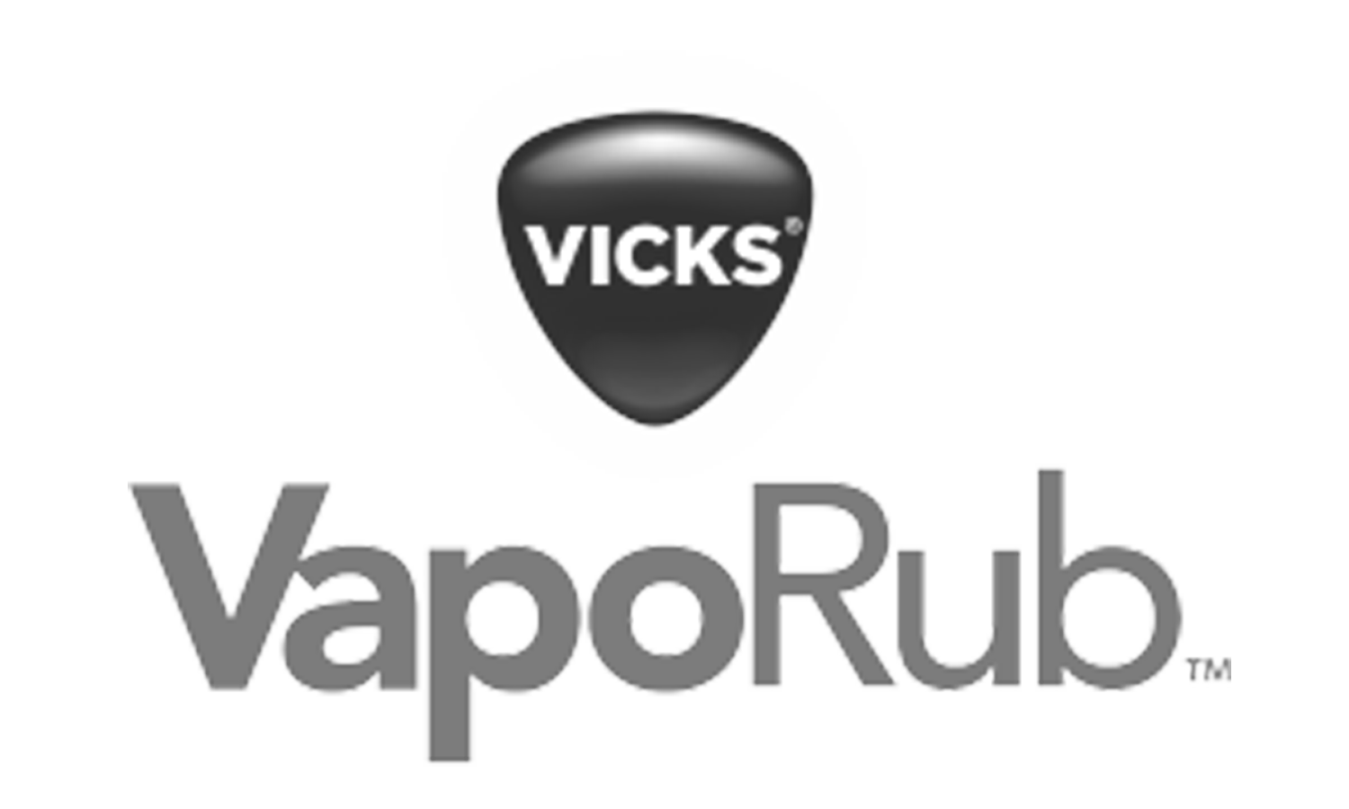 Vicks Vaporub logo with a black triangular Vicks emblem above the word Vaporub in stylized letters.