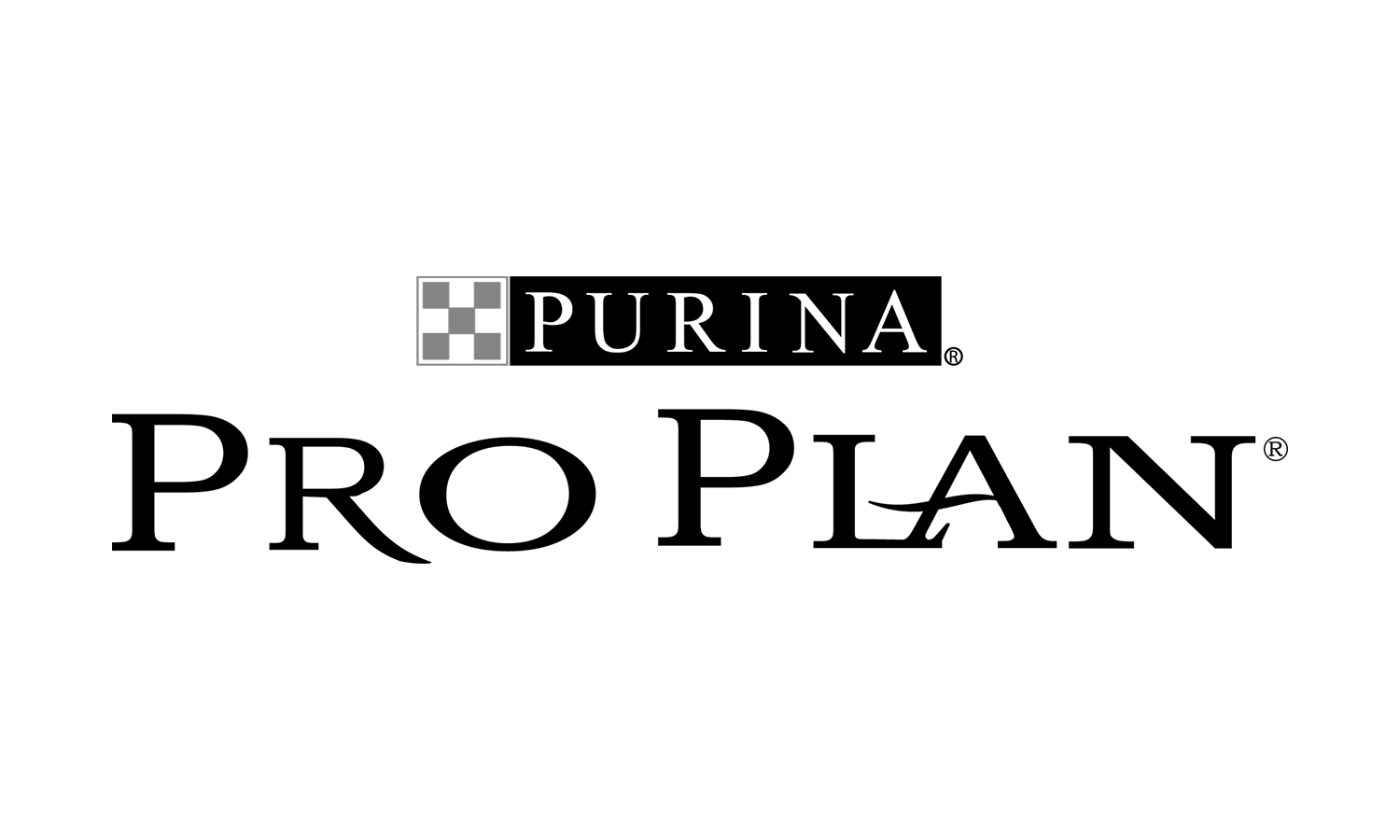 Purina logo with black and white design.