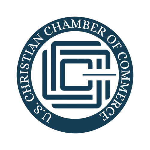 U.S. Christian Chamber of Commerce logo with circular design and stylized initials in the center.