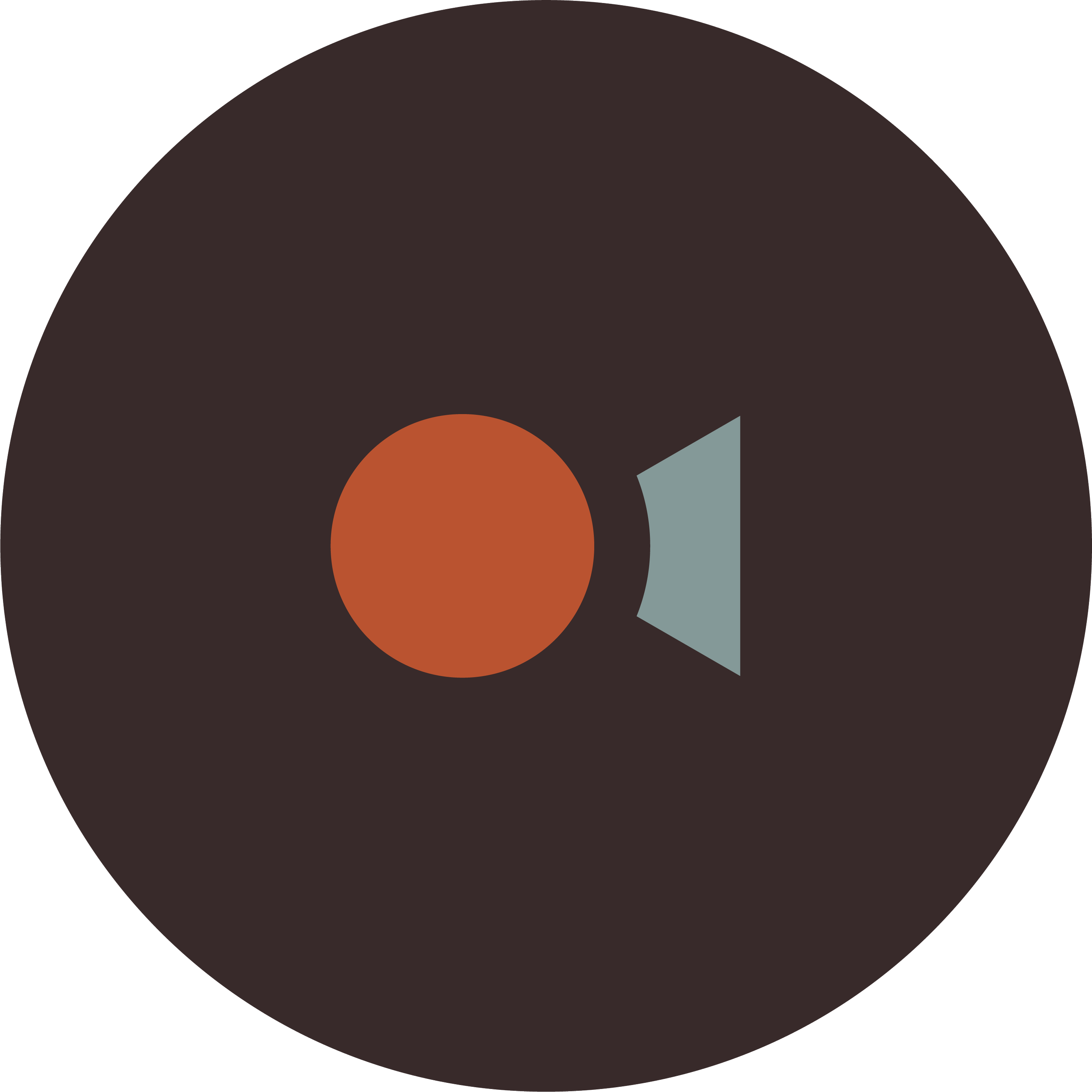 Video camera icon inside a dark circle background.