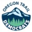 Oregon Trail Democrats logo with mountain, trees, and text