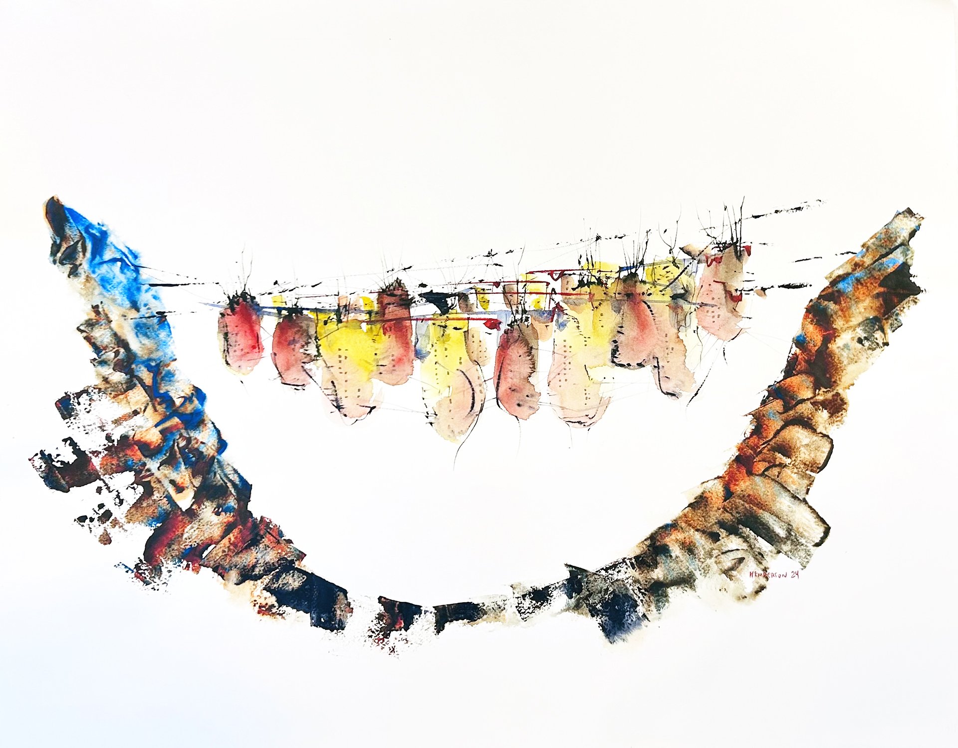 OCTAVIA (2024)
22x29 Watercolor  
*on display February 22 through  April 10, 2026, in the When in the Course of Human Events... show at the Bristol Art Museum (RI)