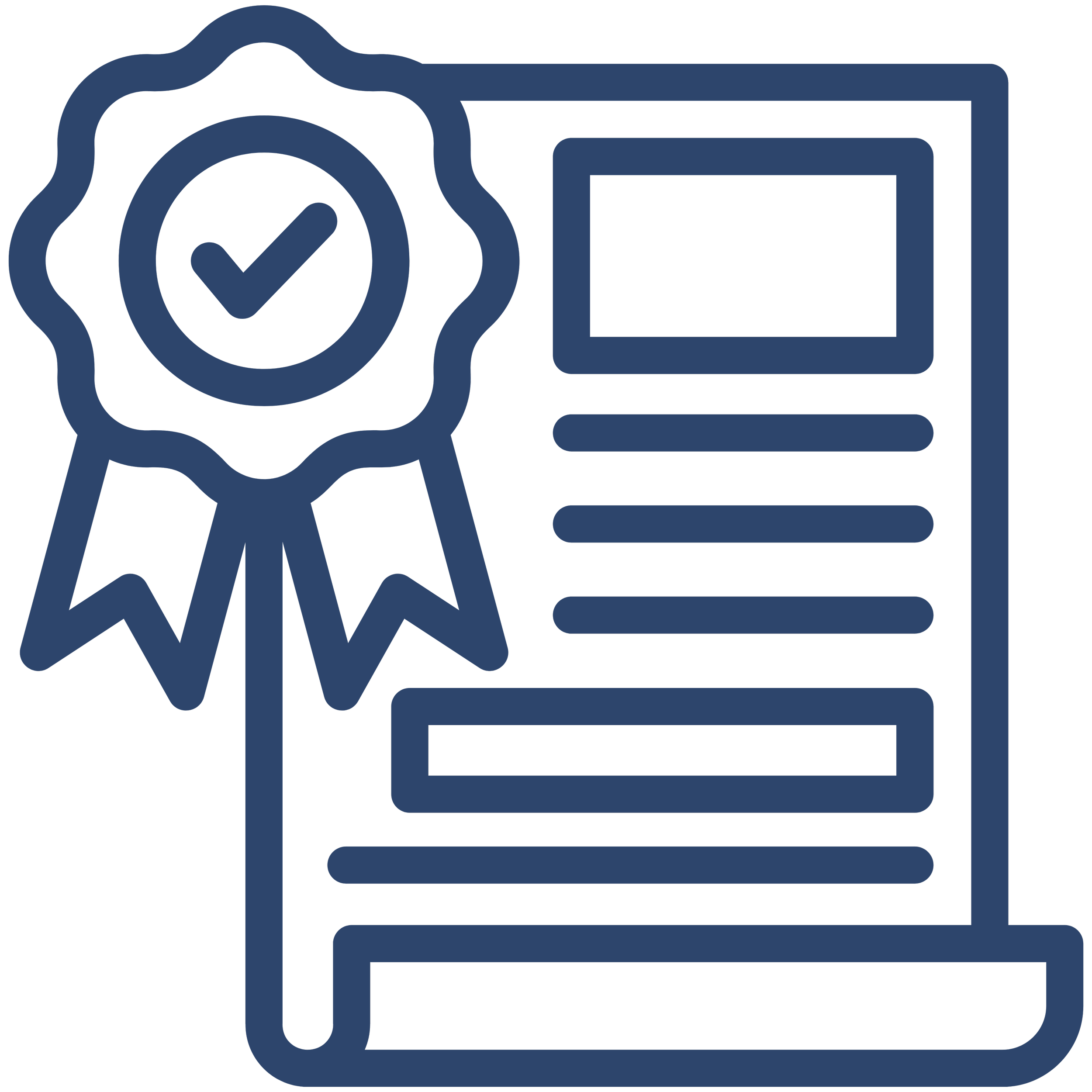An icon of a certificate or diploma with a ribbon and a checkmark badge.
