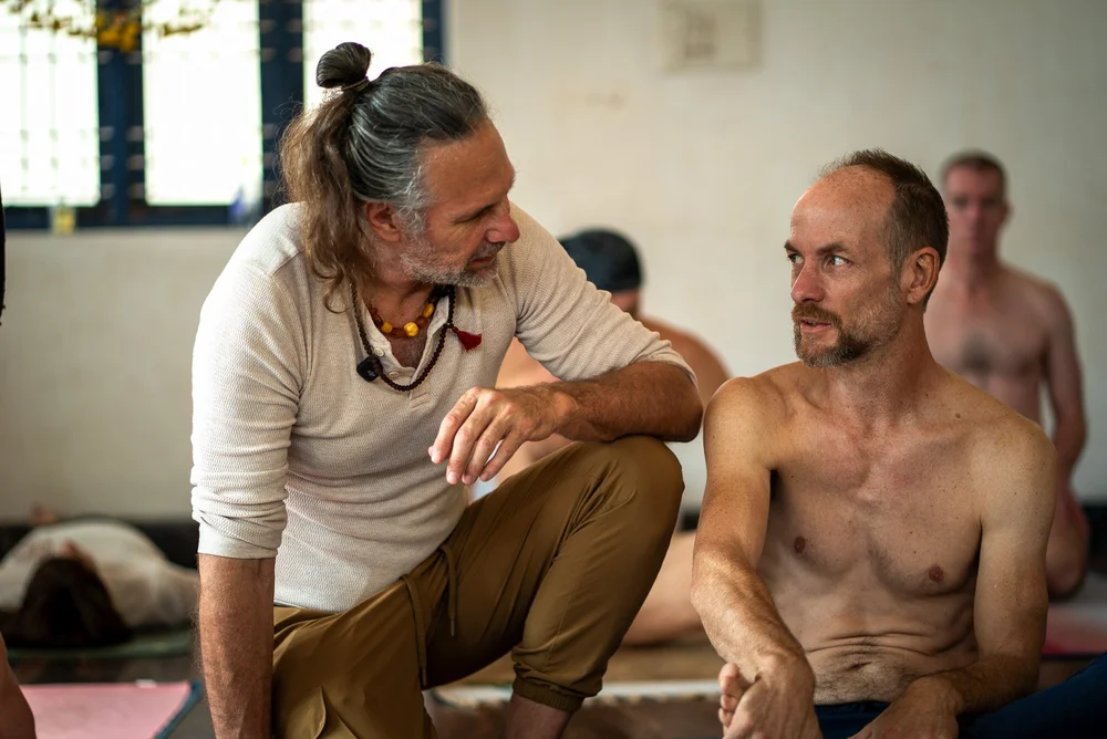Andrew Eppler guiding a private therapeutic yoga session