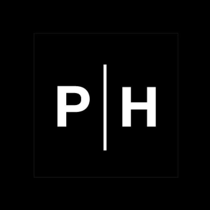 Design with the letters P and H separated by a vertical line on a black background.