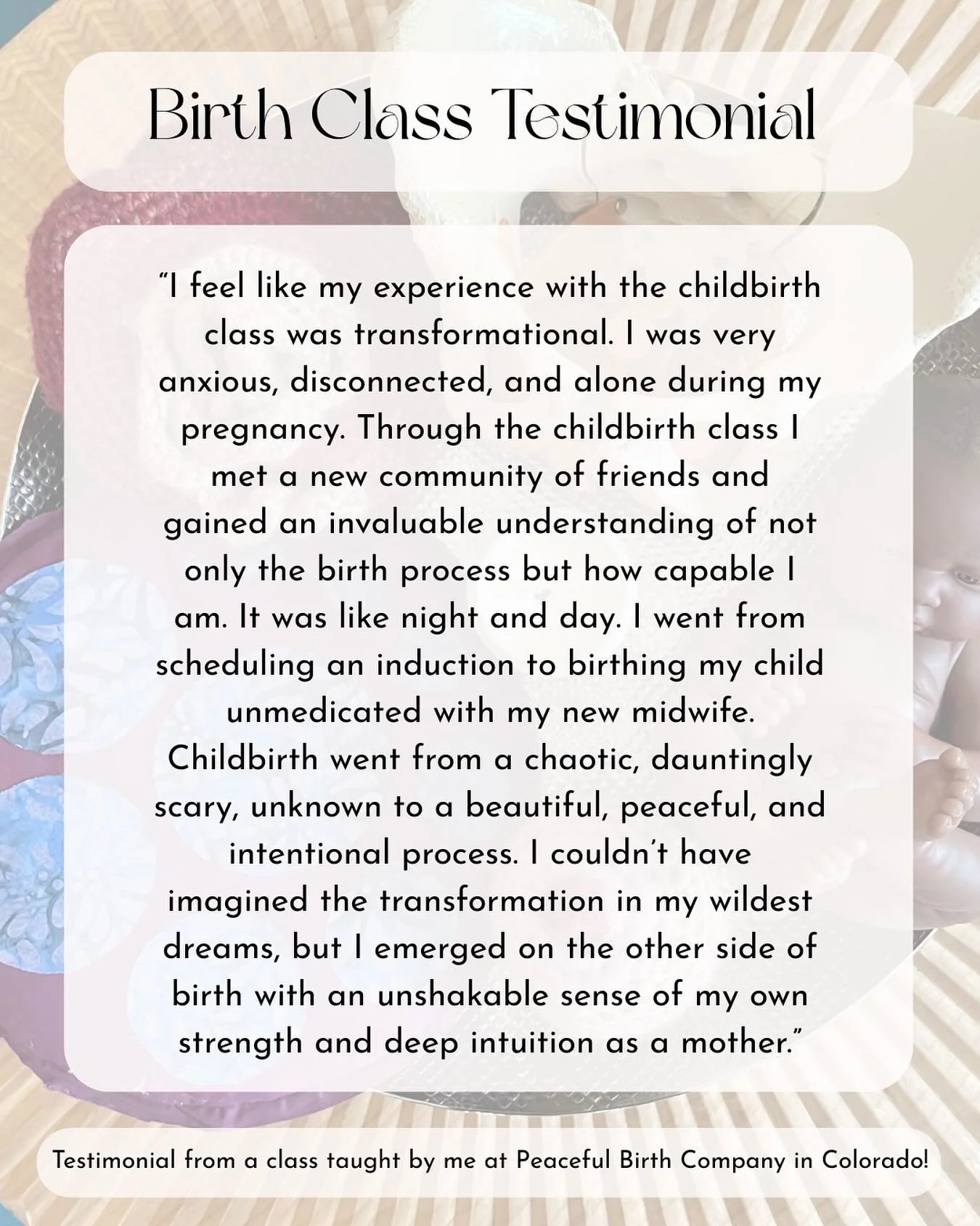 Birth class testimonial from one of the class series I taught at @peacefulbirthcompany in Fort Collins 🥹 Knowledge is power, baby! I&rsquo;m so excited to continue teaching these classes in Sacramento 🌀 If you&rsquo;re ready to learn about much mor