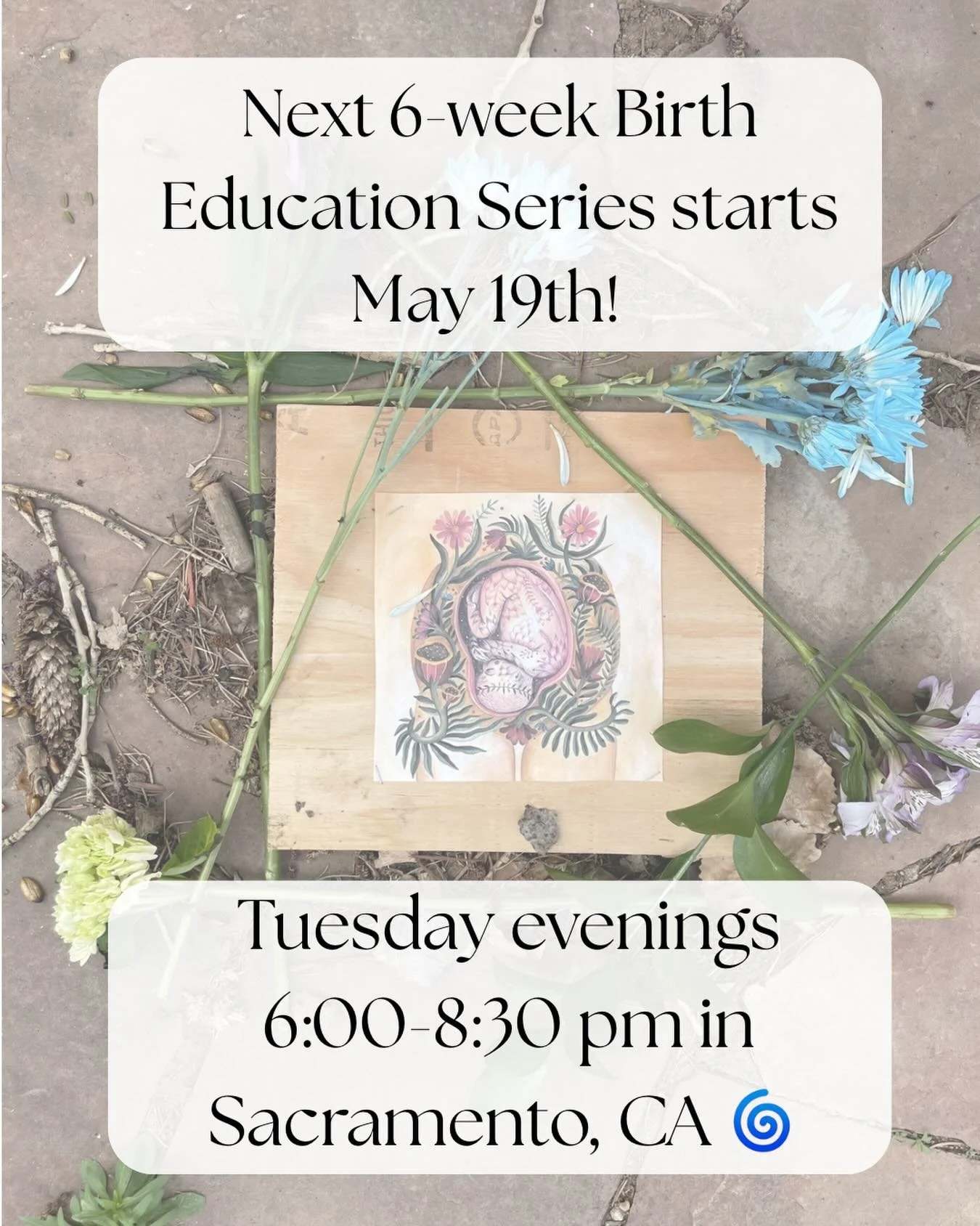 Next 6-week birth education series starts May 19th! 🌀 Tuesday evenings from 6-8:30 pm in Sacramento, CA ✨ DM me or sign up at my website 🤓 Let&rsquo;s dive in! #birtheducation #childbirtheducation #doula #birthprep #sacramentobirth