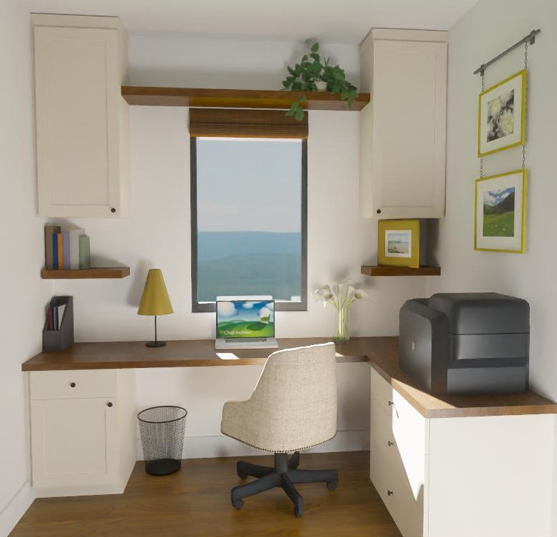 3D pocket office, work from home design plans