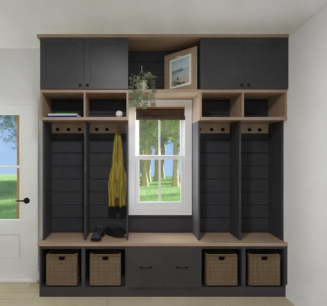 3D storage design for mudroom