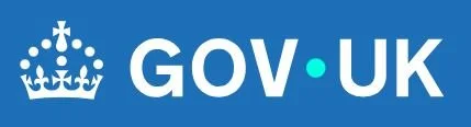 Logo of GOV.UK featuring a crown symbol and the text GOV.UK on a blue background.