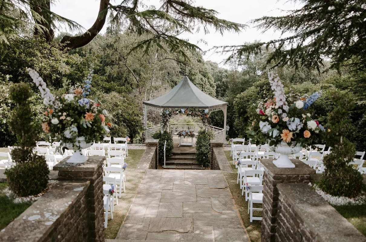 An beautiful outdoor wedding space where ceremonies take place