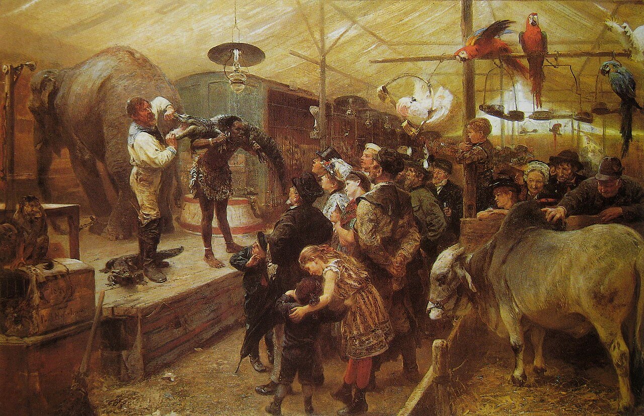 In der Tierbude (In the menagerie),  by Paul Friedrich Meyerheim, Berlin, 1894