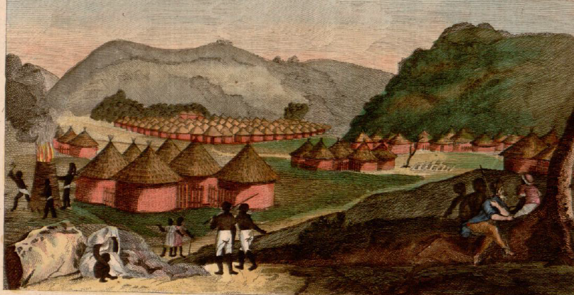 View of the town of Kamalia. Source: M. chr. Schulz, Mungo Park's Reise in Afrika, 1805. 