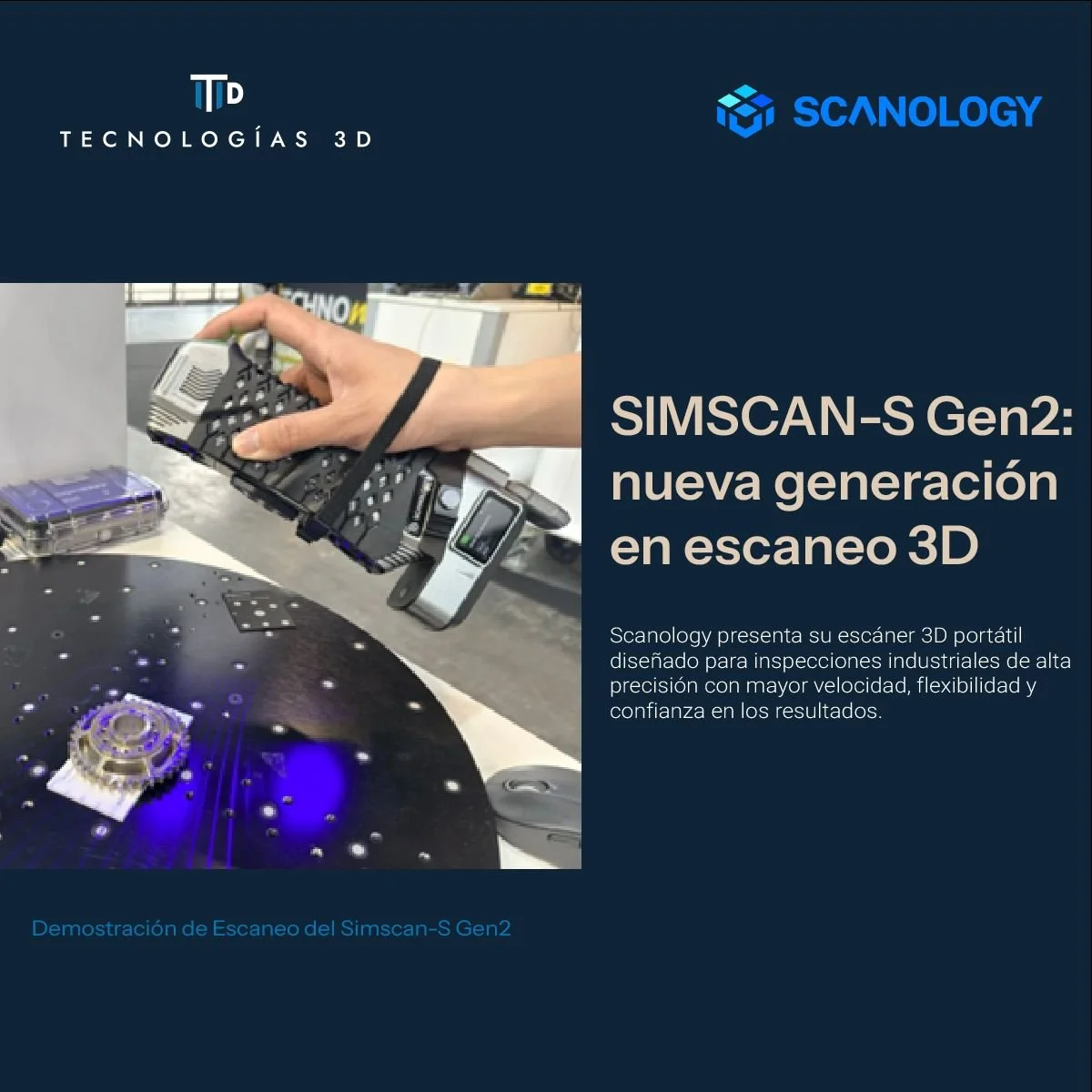 Escaneo 3D de nueva generaci&oacute;n en acci&oacute;n

@scanology_3d  presenta el SIMSCAN-S Gen2, un esc&aacute;ner 3D port&aacute;til dise&ntilde;ado para inspecci&oacute;n industrial con precisi&oacute;n de hasta 0.015 mm. Su dise&ntilde;o compact