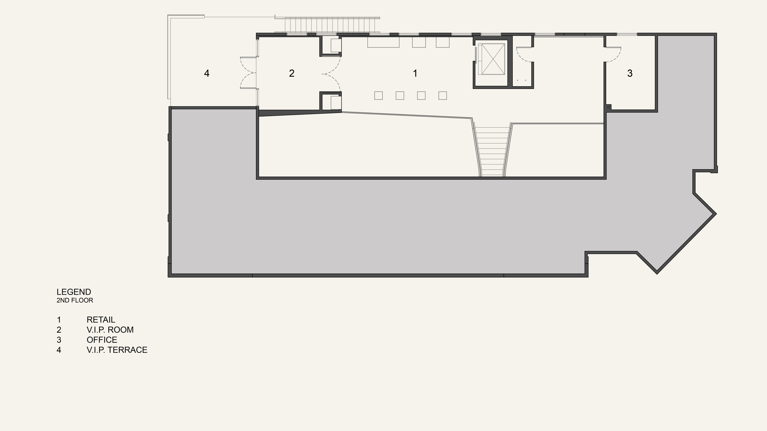 Floorplan for the 2nd Floor of the Westime retail store in West Hollywood