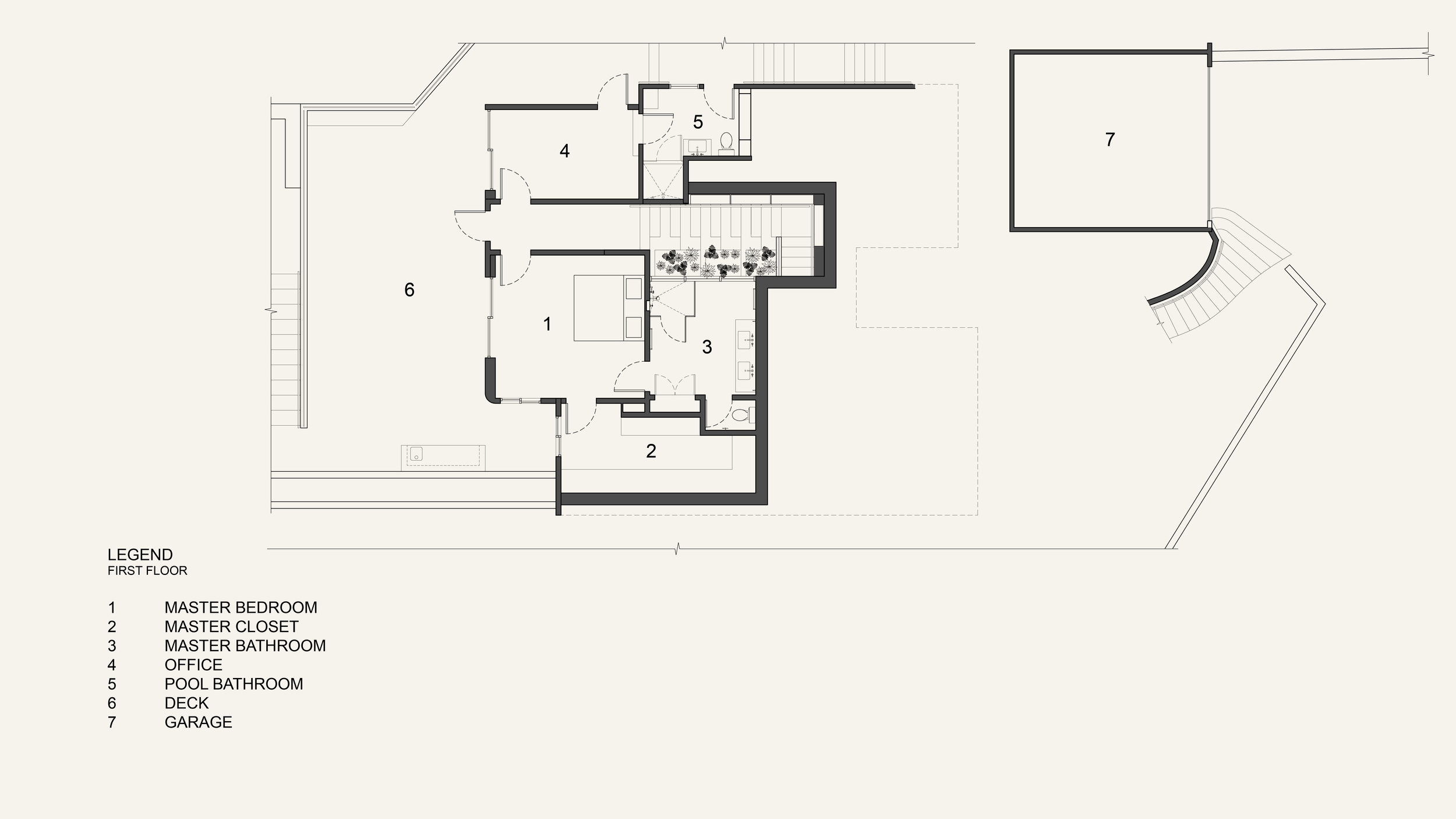Floorplan for 1st floor of Echo Park Residence