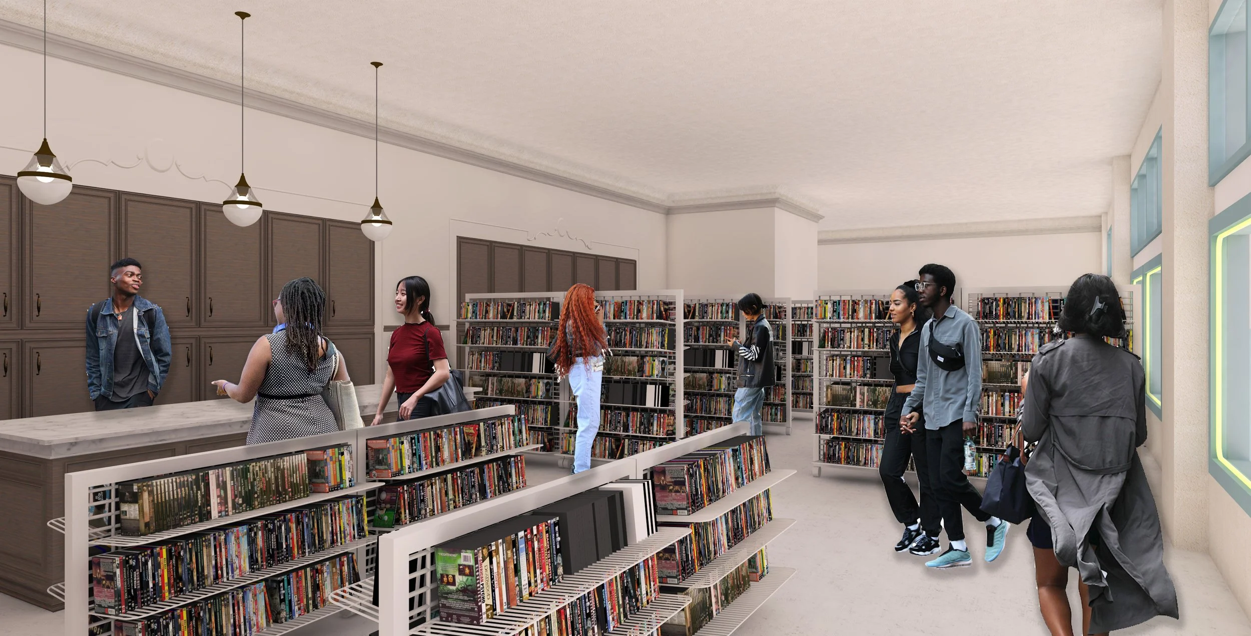 Architecture of Vidiots, video rental room