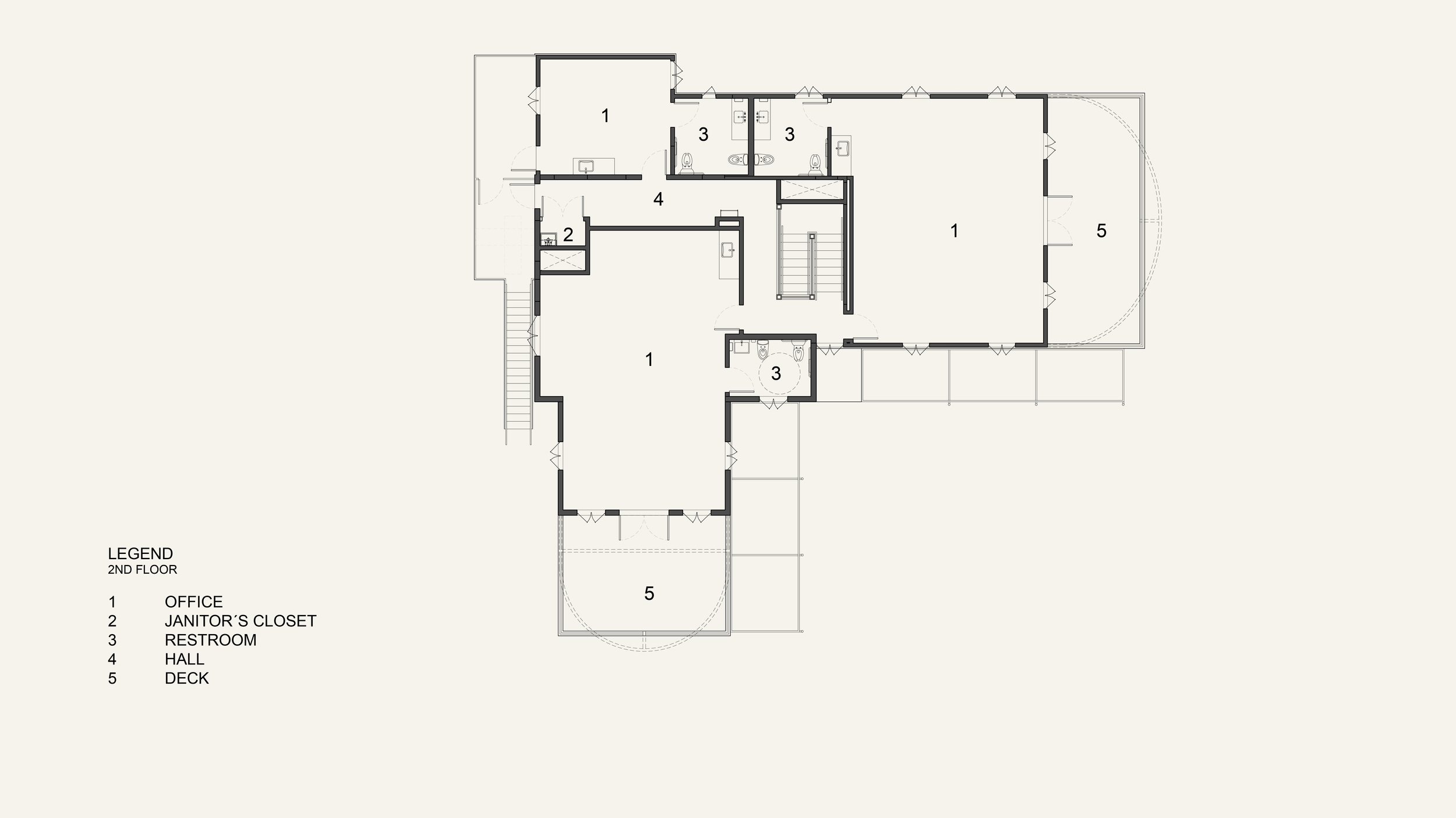 Architectural Plan for the 2nd Floor of Mariposa in Altadena