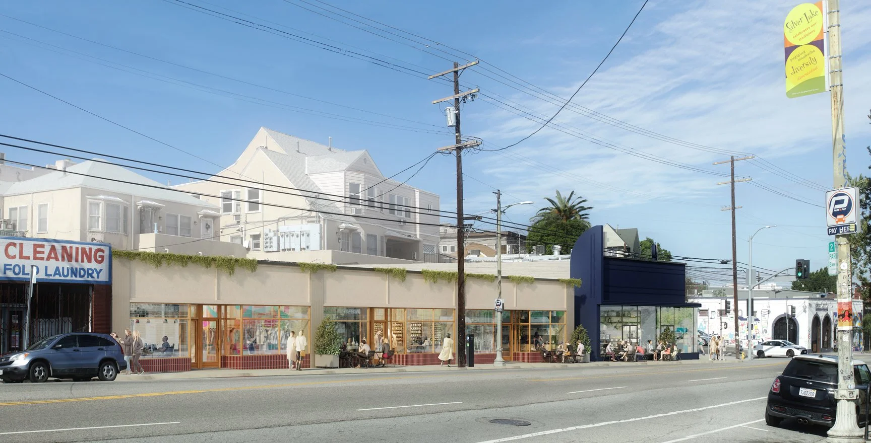 Shell and Core retrofit of reinforced concrete building in Sunset Junction, facade