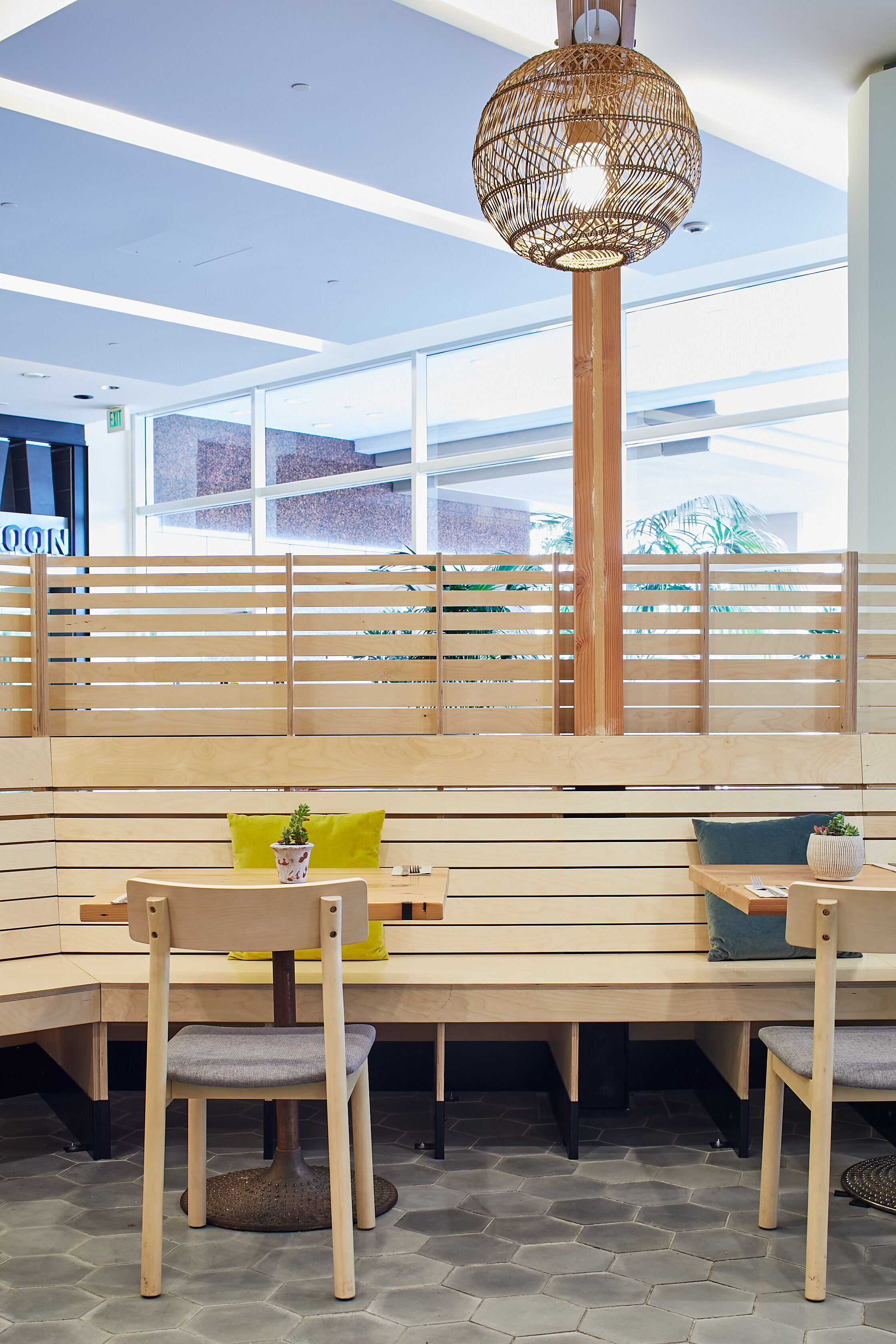 Architecture of Seabirds Kitchen restaurant in Costa Mesa, patio seating