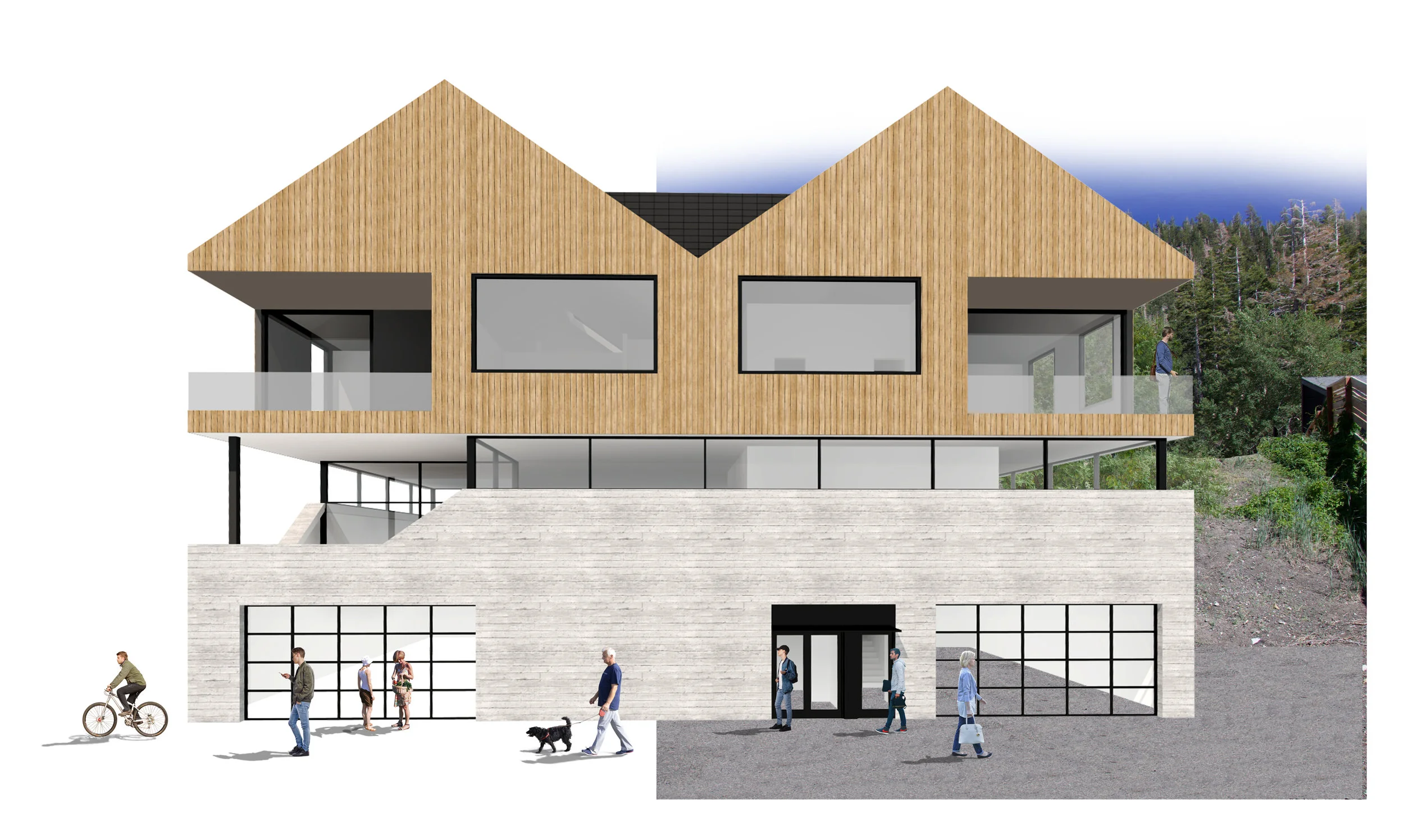 Renderings for architecture of June Lake Brewery, facade