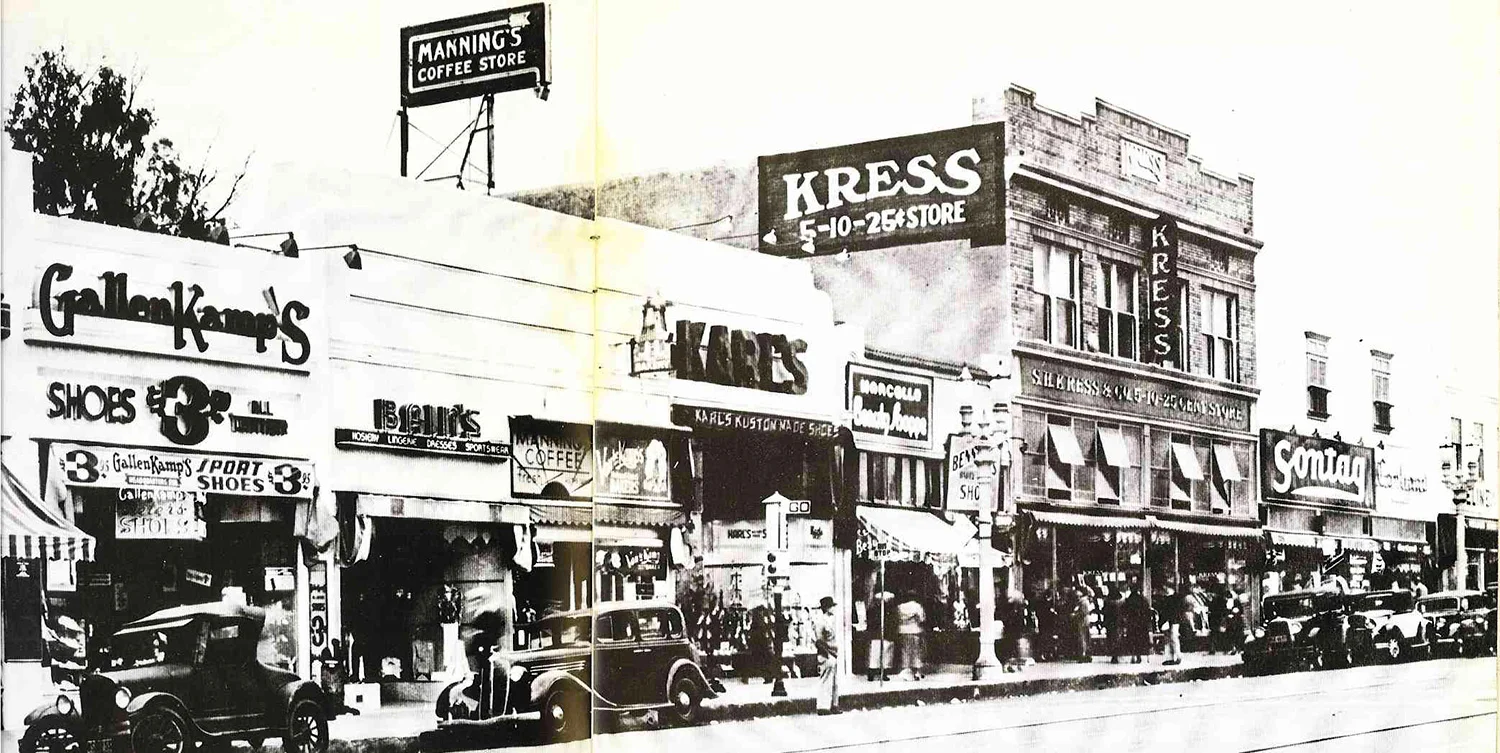 Historic photograph of Frank's Building in Highland Park