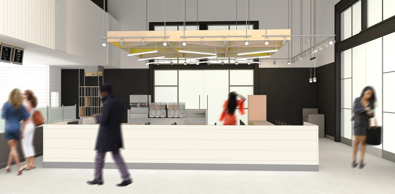 Architecture renderings for CAVA restaurant expansion to Southern California, wide view