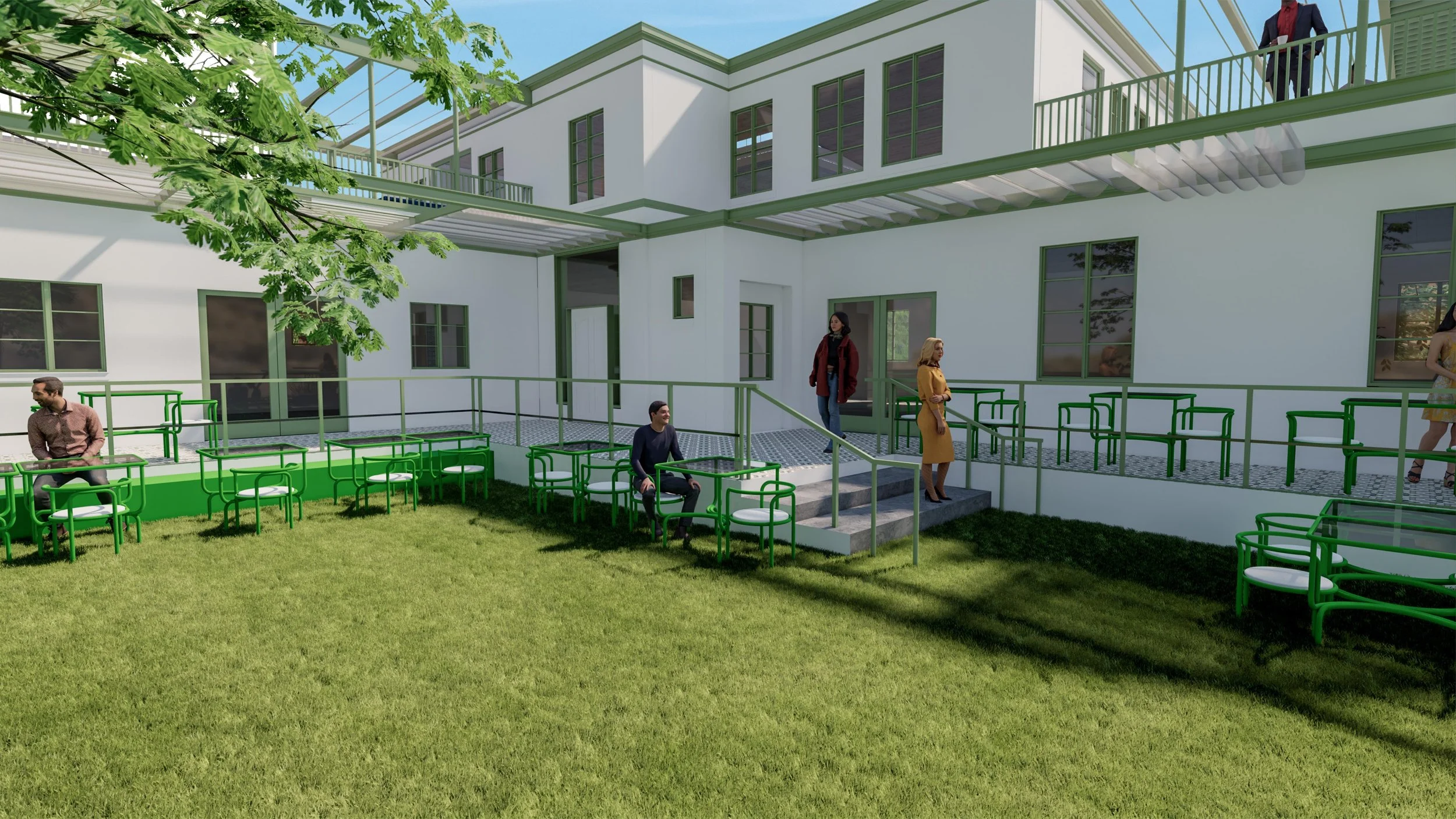 Architecture redevelopment project in Altadena, outdoor seating