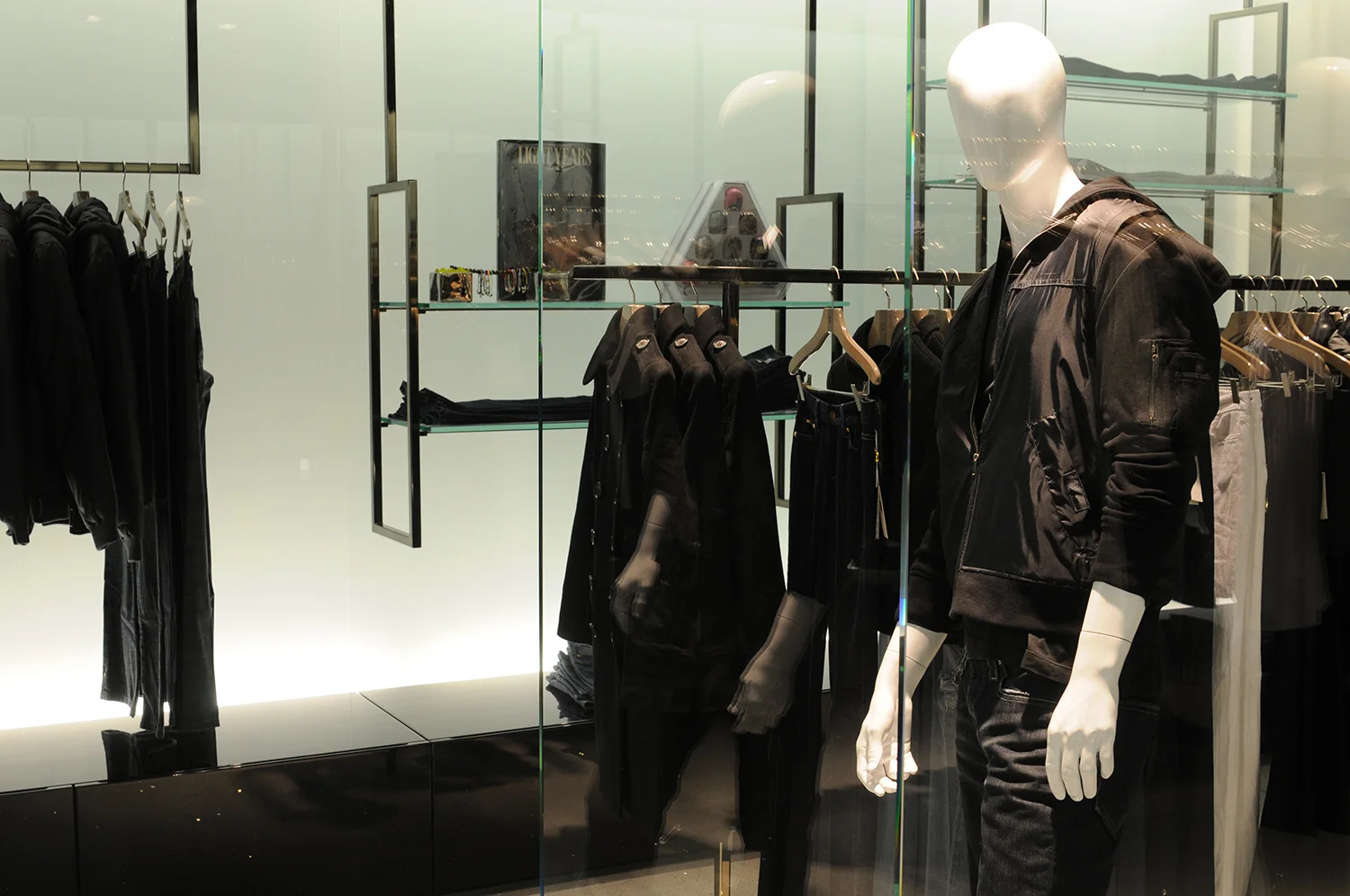 Architecture for Joe's Jeans first retail stores, retail clothing displays