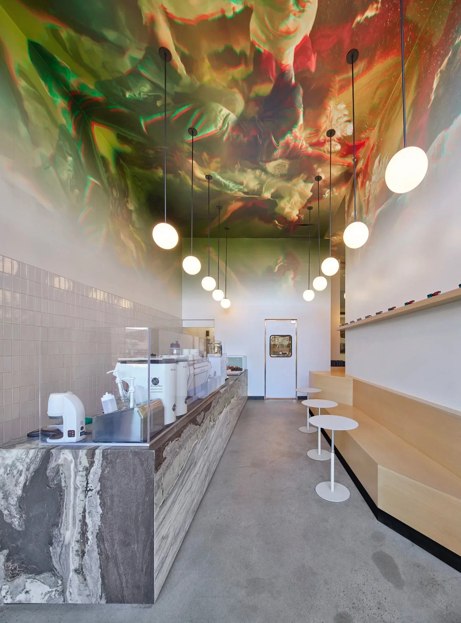 Architecture of Stereoscope Coffee Bar Newport Beach, marble counter