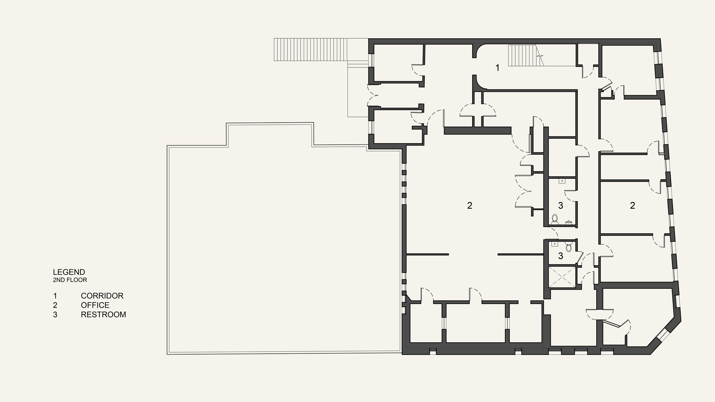 Architectural Plan for 2nd Floor of Atwater Village Commercial Property